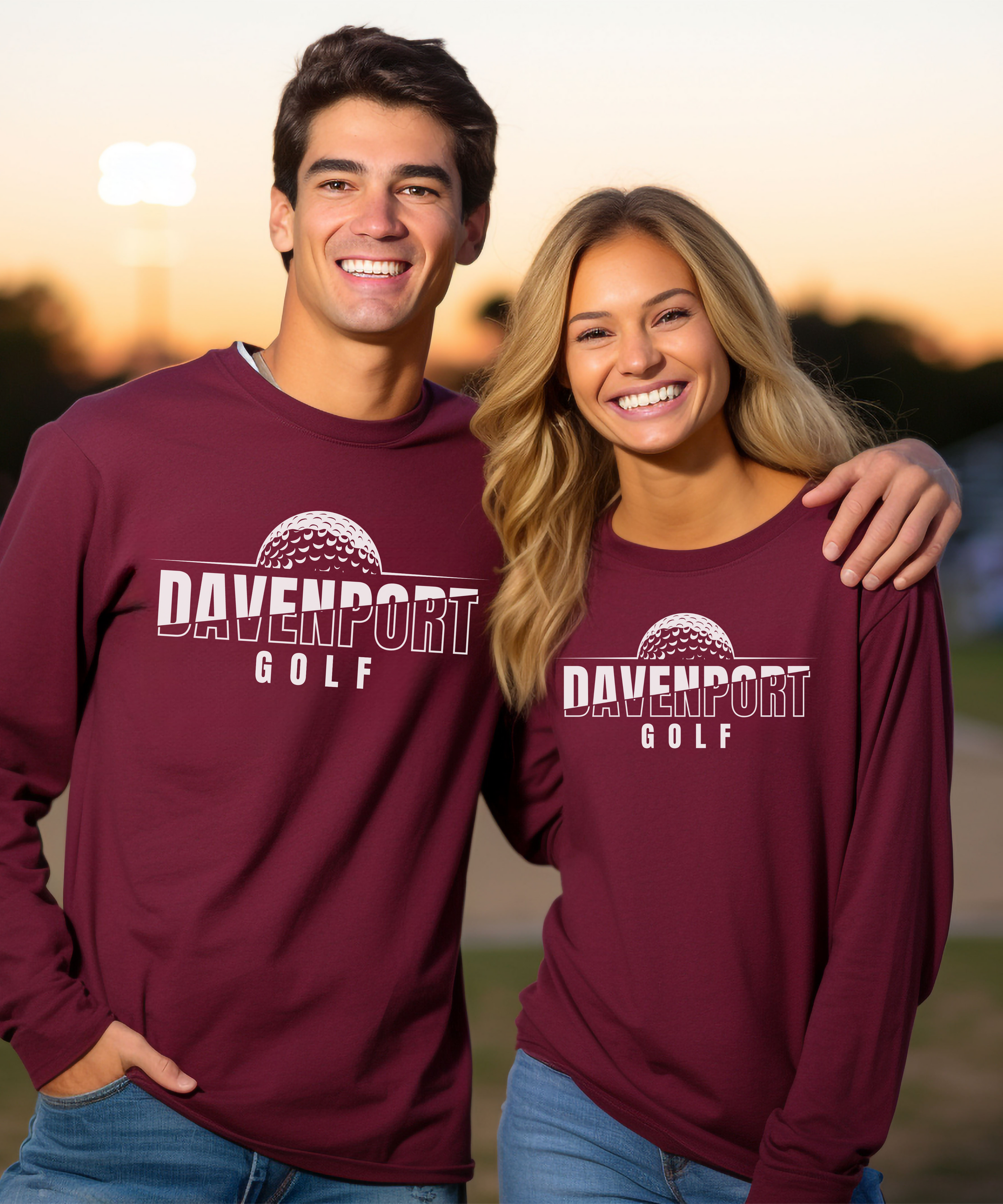 Davenport White Logo Unisex Long Sleeve Tee