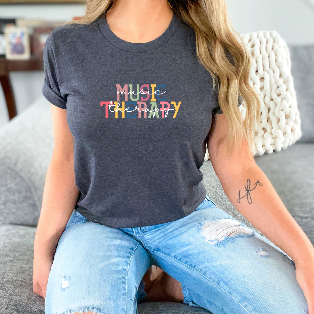 Music Therapy - Colorful Fonts Unisex T-Shirt